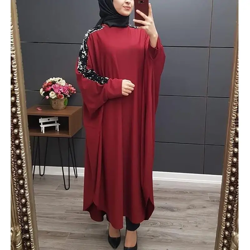 Дубай abaya Длинное Платье Макси женское мусульманское рукав "летучая мышь" кафтан свободный исламский халат арабский Vestidos Одежда jilбаб Ближний Восток