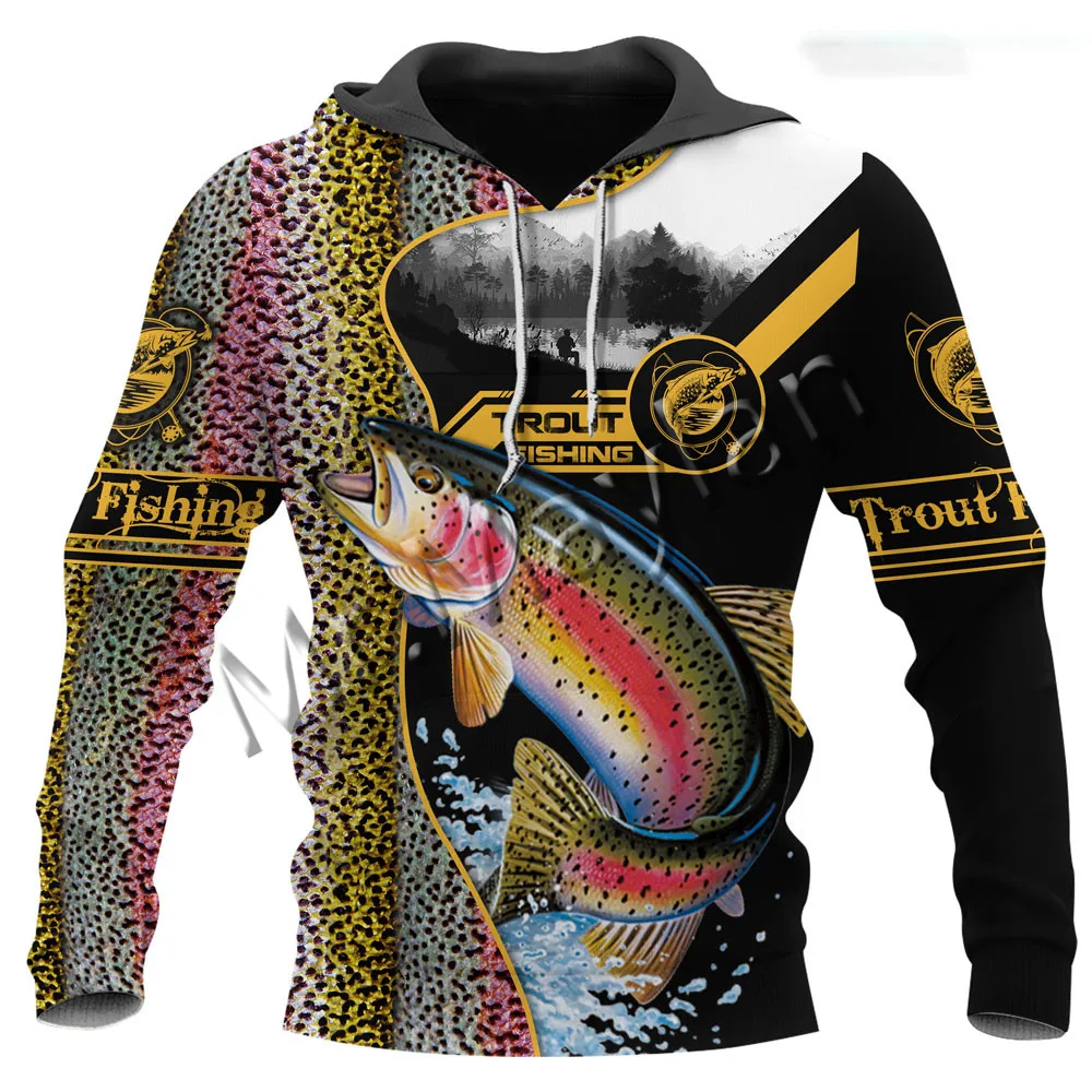 

3D Print Fashion Animal Trout Fishing Art Colorful Men Women Casual Sweatshirt Hoodies Unisex Hipster Zipper Jackets Over sized