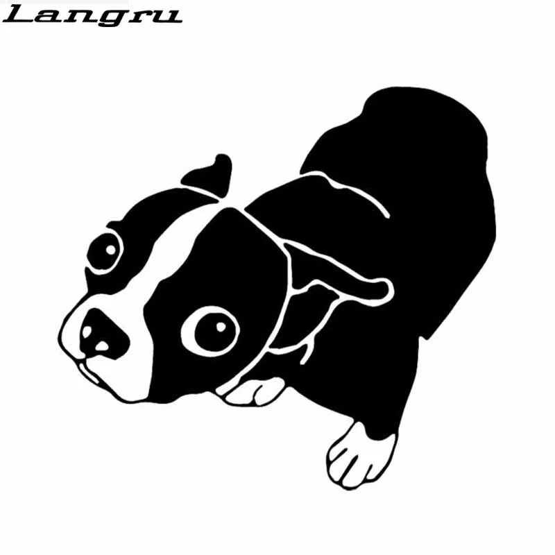 Langru 14 6x13 5 см смешная собака Молли Бостон терьер виниловые графические Наклейки