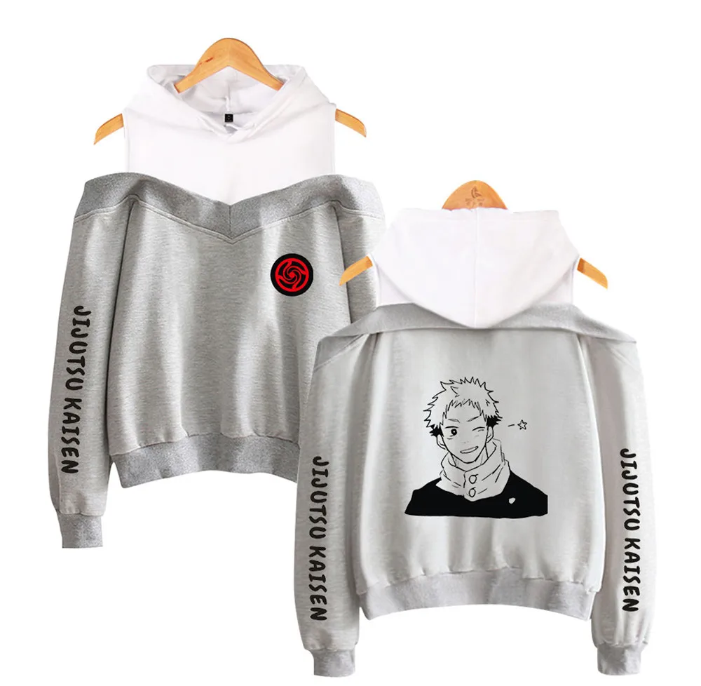 

jujutsu kaisen gojo satoru Off Shoulder women Hoodies Print Anime Sweatshirts ladies Pullovers Autumn girl Oversized hoodie