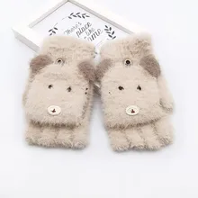 Детские рукавицы без пальцев, Детские Зимние теплые вязаные перчатки-трансформер, милые рукавицы Мультфильмы для детей