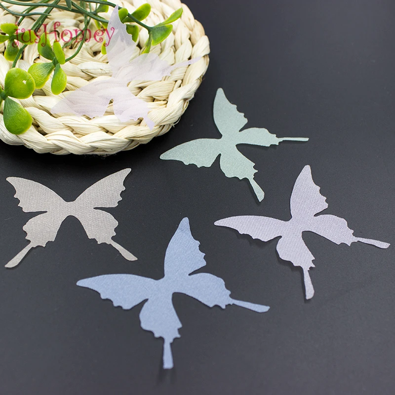 

100PCS Fairy Chiffon Papilio Butterflies 50MM Translucent Single Layer Butterfly for DIY Jewelry Making, Party Decoration