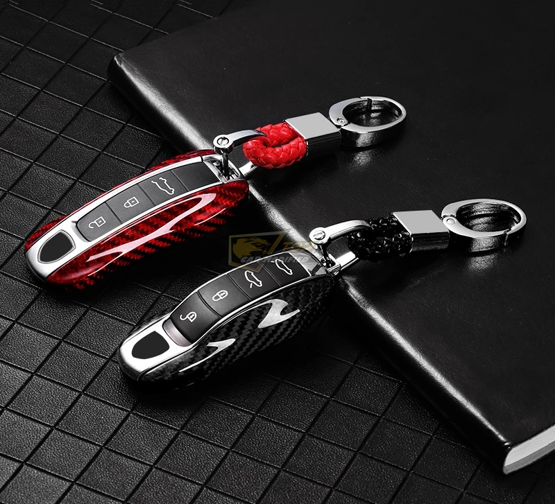 9-Free shipping 100% Real Pure DRY Carbon Fiber Car Key Case Cover Shell For Porsche Panamera  Macan  Cayenne718911