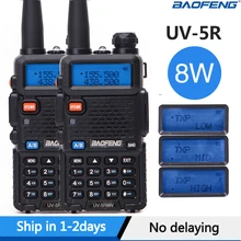 2 sztuk Baofeng UV 5R Walkie Talkie UV5R cb Radio stacji 8W 10KM VHF UHF dwuzakresowy UV 5R Two Way Radio do polowania szynki radia