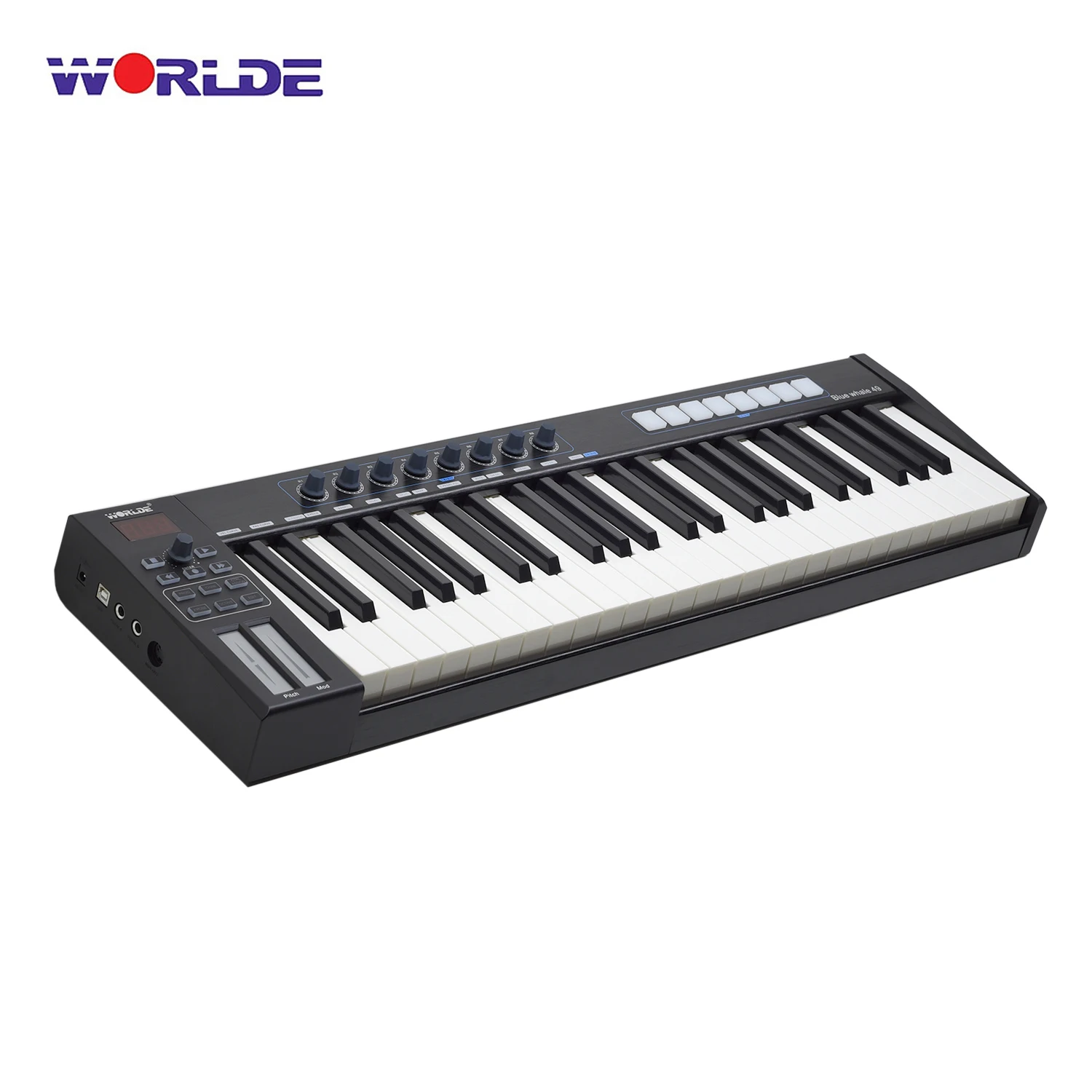 WORLDE Blue whale 49 Портативный USB MIDI контроллер клавиатура полувзвешенный ключ 8 RGB с