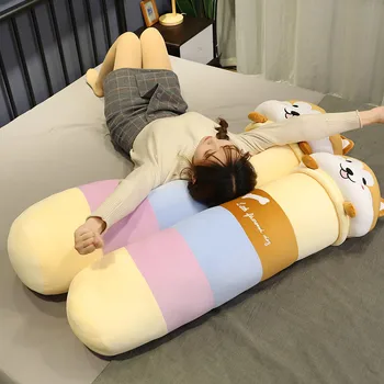 

80cm Big Colorful Lying Dog Plush Toys Soft Stuffed Cartoon Animal Dolls Sofa Decor Shiba Inu Pillow Baby Kids Gift