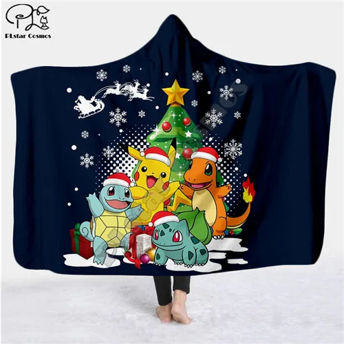 Светло-зеленый Christmas& Halloween Blanket Hooded Blanket 3D full print Wearable Blanket Adults men women Blanket style-4 - Цвет: Светло-зеленый