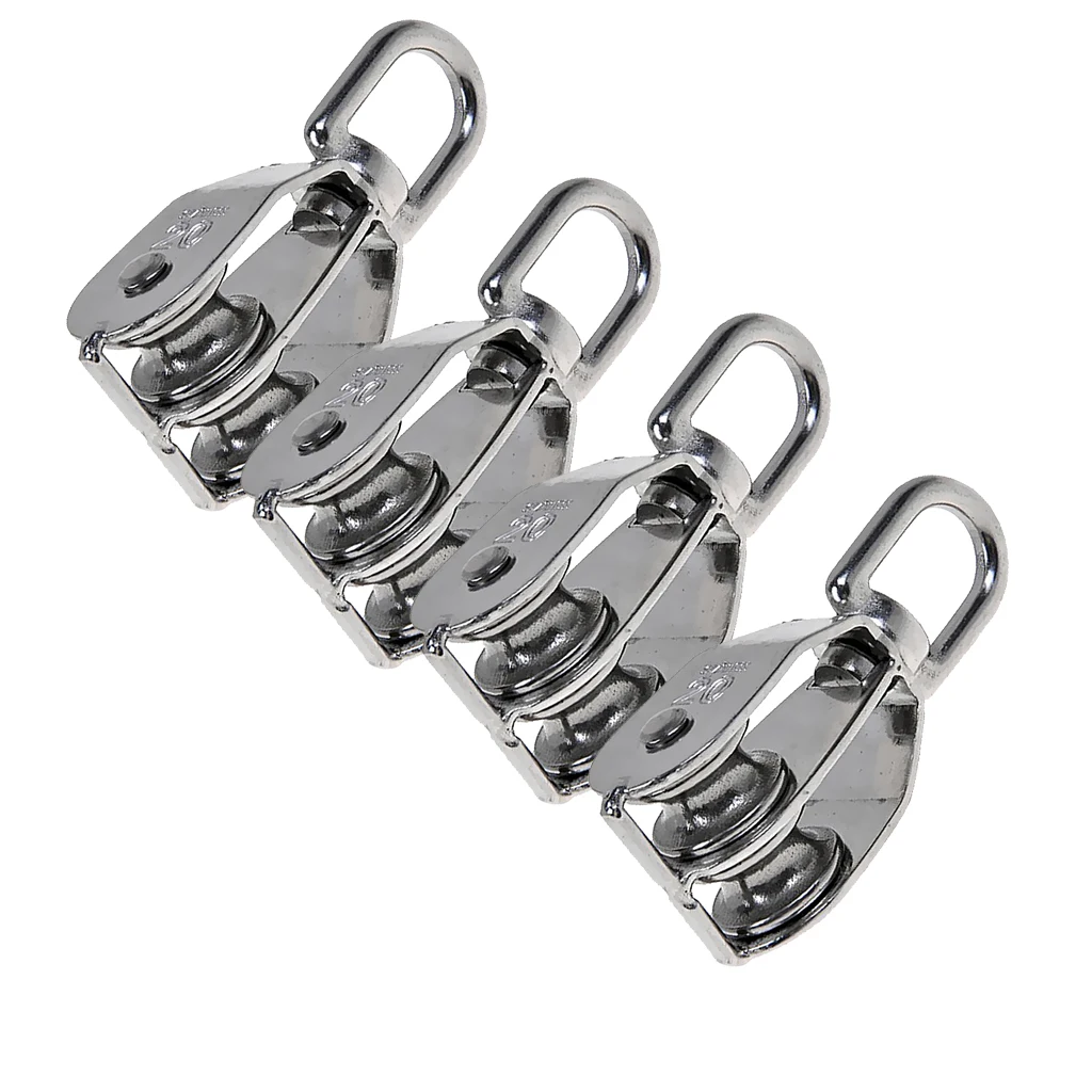 4pcs Heavy Duty Steel Double Wheel Swivel Lifting Eye Rope Pulley Block M20