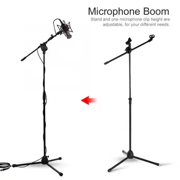 

Microphone Boom Stand Dual Mic Clip microphone stand Folding Arm Tripod Height Adjust Holder adjustable mikrofon stand