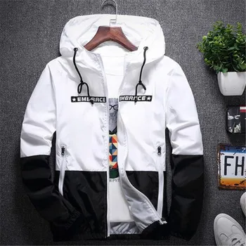 

2019 New Brand Coat Spring Autumn Bomber Hooded Jacket Men Casual Slim Patchwork Windbreaker Jacket Male Outwear Zipper Thin