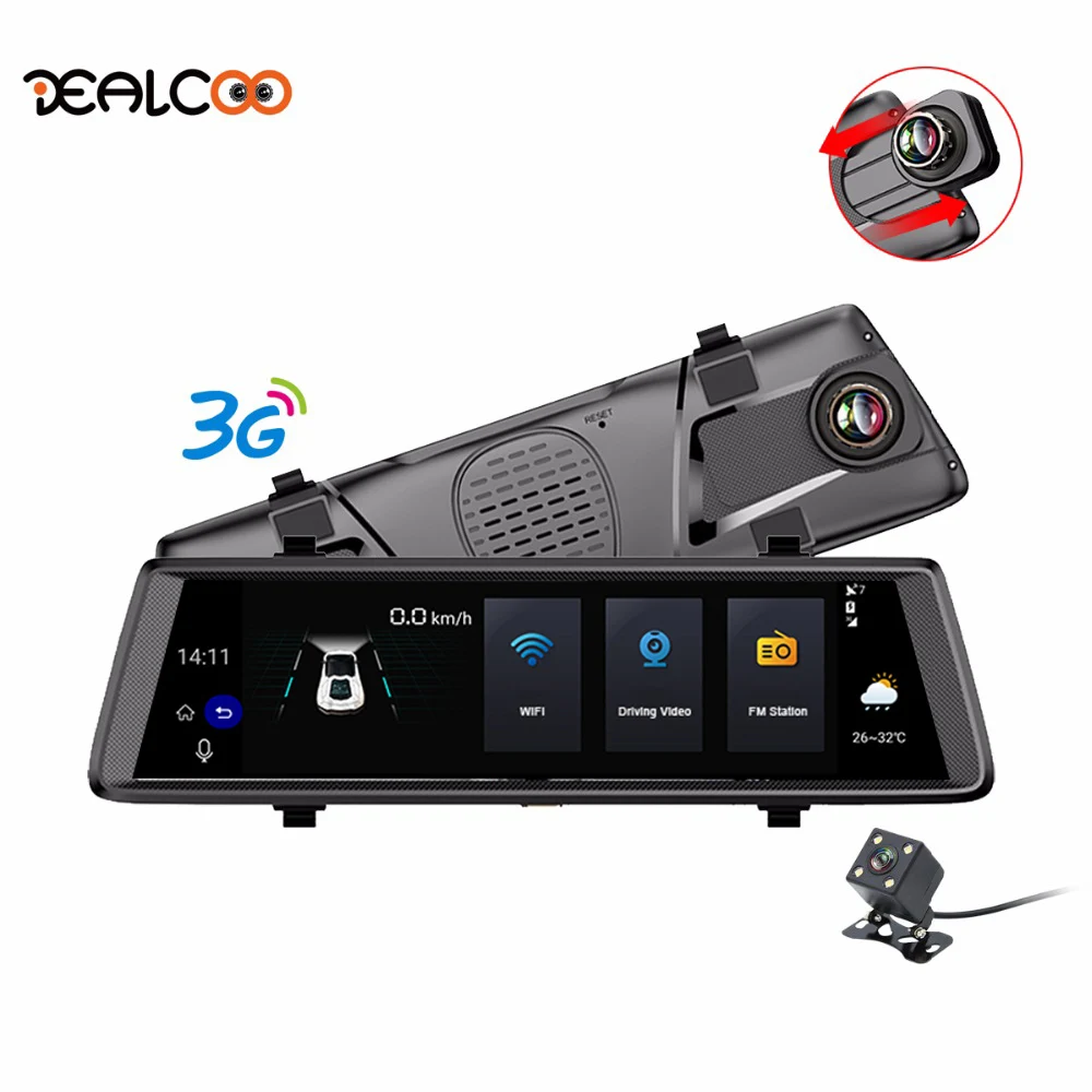 Dealcoo Car DVR Rearview Mirror Camera GPS Navigation Mirror Android Dash Cam Mirror Navigator Dual Lens Dash Camera Registrar