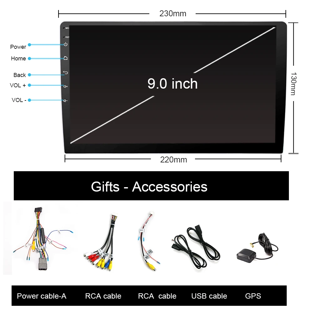 Flash Deal Eunavi 1 Din 9 inch RK3399 Universal Android 9.0 4G 64G Car Radio Stereo PC GPS Navigation WiFi 1024*600 Audio Bluetooth SWC USB 3