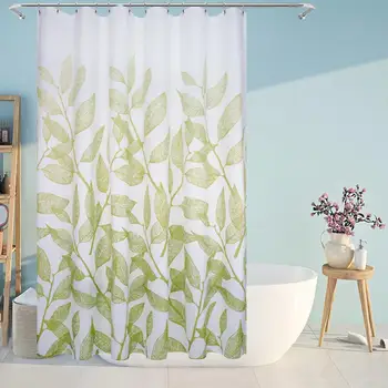 

Eforcurtain Home Fashion Green Leaves Shower Curtain Fabric Water Proof, Durable Shower Curtain Liner with Thick Free Hooks