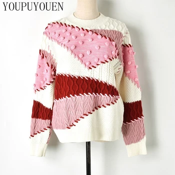 

2019 Autumn New Stitching Sweater Knit Pullover Female Casual Knitwear Jumpers Ladies Fashion Knitted Coat Winter Women Clothing
