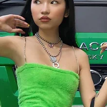 Burupulu плюшевая бархатная майка из плюша Топ для женщин Осень Сексуальная без рукавов с цепочкой ремень укороченные Топики, уличная одежда Camis Camisole