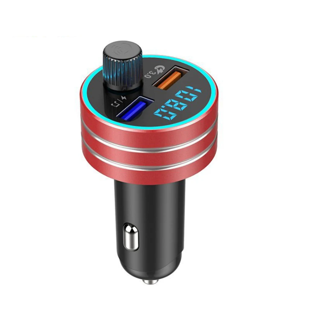 Red JINSERTA QC3.0 быстрое зарядное устройство FM модулятор Bluetooth автомобильный комплект MP3 плеер стерео аудио приемник USB флеш-накопитель воспроизведение музыки - Название цвета: Red