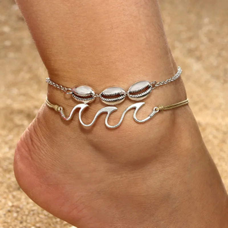 Золотой Серебряный цвет ножной браслет на ноге мода лето пляж бижутерия для ног ножной браслет женские ножные браслеты Набор модный подарок