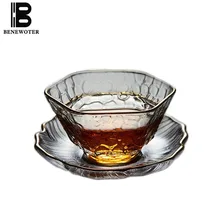 Японский стиль термостойкая прозрачная стеклянная чайная чашка Coaster Master чашка маленькая чайная чашка чайный набор кунг-фу чайная посуда ручной работы креативная