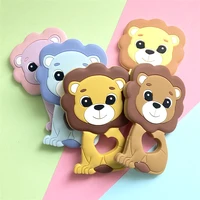 1Pcs Silicone Teething Beads Lion Cartoon Shape Baby Teethers Food Grade Teething Toys Diy Pacifier Clips Chains 2