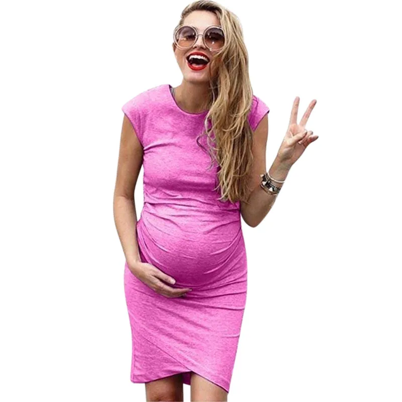 Loozykit/Хлопковые Платья для беременных женщин; повседневная одежда для беременных; Осенняя домашняя одежда для мам; платье для беременных - Цвет: Rose