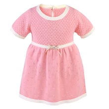 Puseky/Детские платья для маленьких девочек; сезон осень-зима; вязаное розовое праздничное платье принцессы; Новогодняя одежда для маленьких девочек