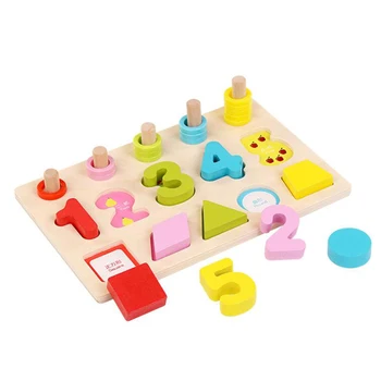 

Children Count Numbers Matching Board Wooden Digital Shape Match Teaching Toys Baby Math Montessori Learning Educational Tool