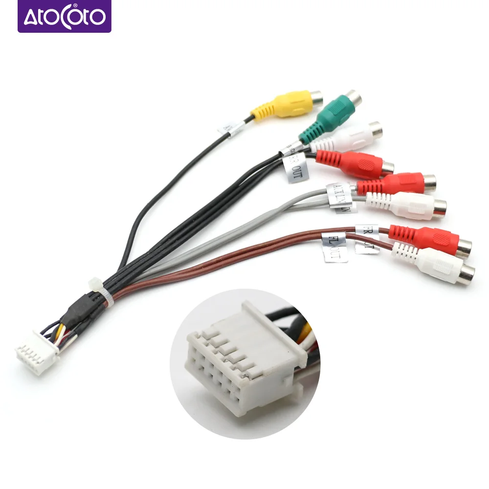 12 Pin Универсальный RCA выход провод жгут Aux in сабвуфер Кабельный адаптер