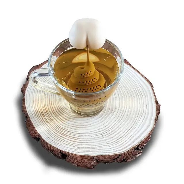 Tea Szűrő Vicces Design Kreatív Poo Alakú Szilikon Újrahasznosítható Diffúzor Infuser Tartozékok Trükkös Prop Ital Eszköz - Image 5