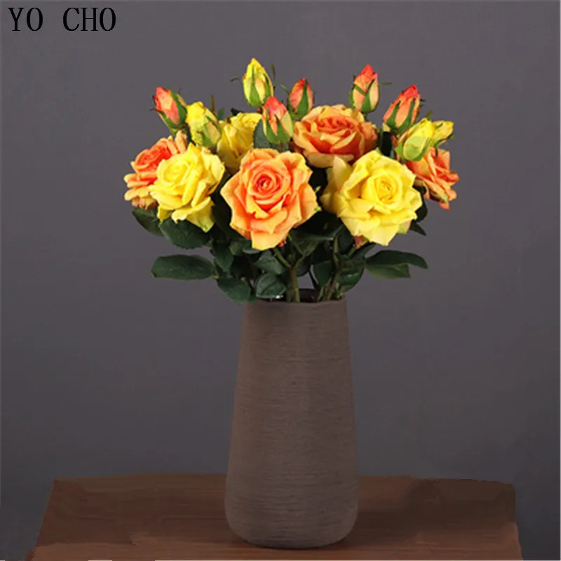 Elegant Real Touch Artificial Rose Bouquet - Latex-Coated Silk for Wedding and Home Décor