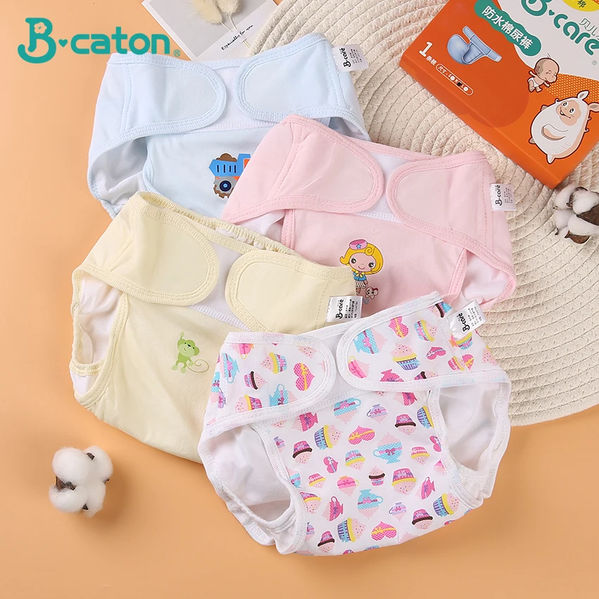 Baby Reusable Diaper Cotton Cloth Diapers Baby Nappy Pants Training Pants Adjustable Size Waterproof And Breathable 0-18 months