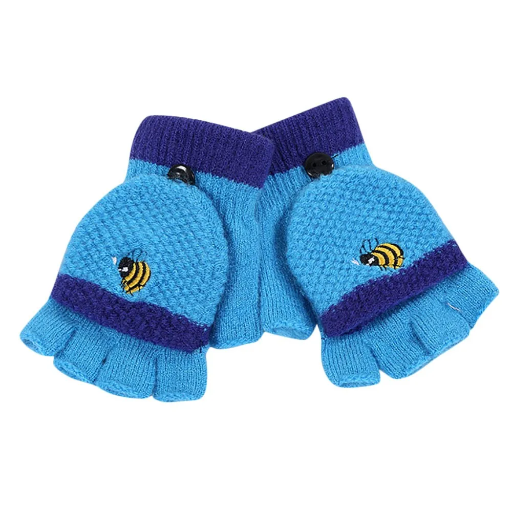 Детские зимние перчатки; коллекция года; зимние детские теплые варежки с рисунком пчелы из мультфильма в стиле пэчворк для детей 2-4 лет