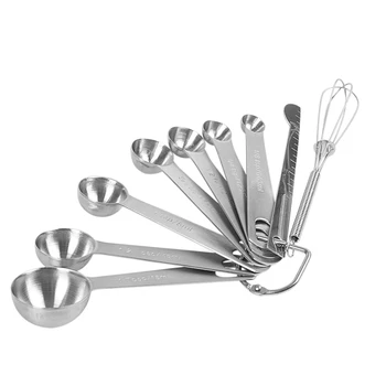 

9 PCS Stackable Measuring Spoons, Stainless Steel Measuring Spoons for Dry and Liquid Ingredients, Etched Marked Baking Cooking