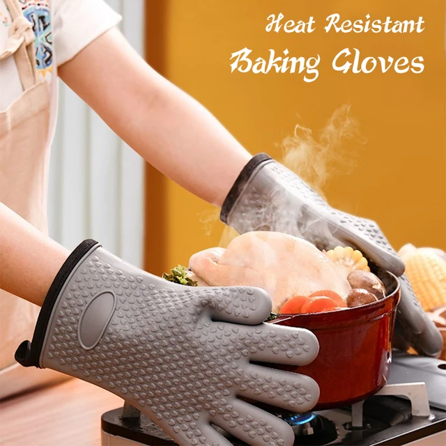 Double Oven Mitt Kitchen Baking Silicone Oven Mitts Heat Resistant