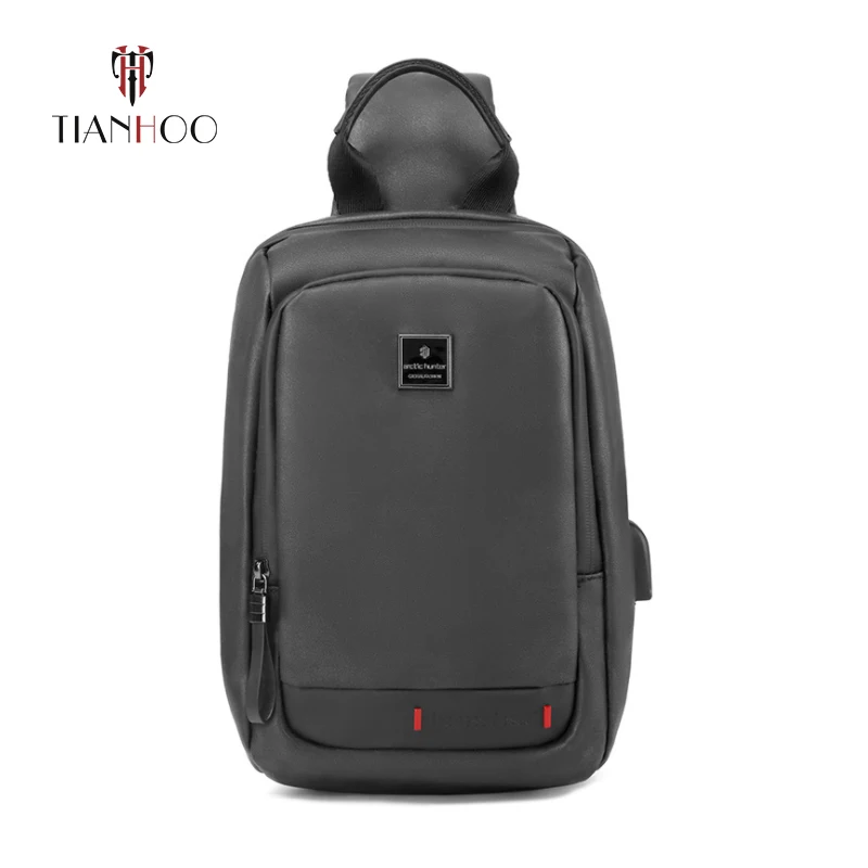 

TIANHOO High quality Casual Small Breathable Crossbody Bags with USB Charging Men's Shoulder Bags