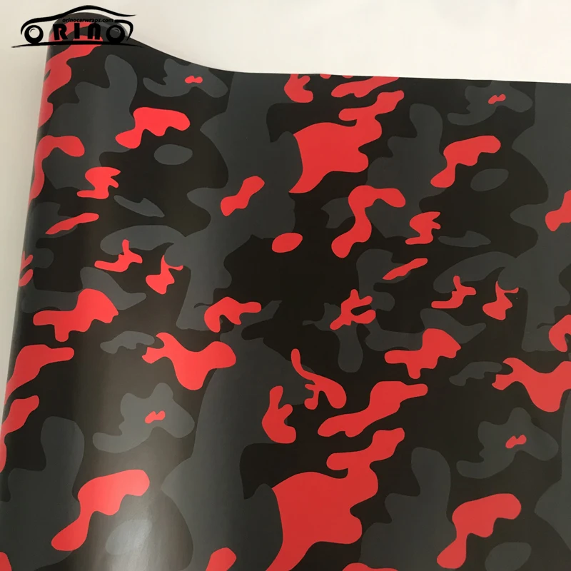 Black Grey Red Camouflage Vinyl Wrap Sticker-4