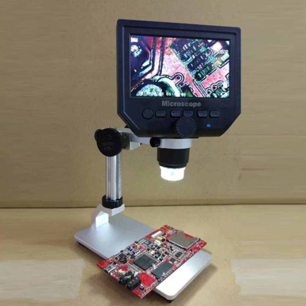 

600X Digital Microscope Electronic Video Microscope 4.3 Inch HD LCD Soldering Microscope Phone Repair Magnifier + Metal Stand