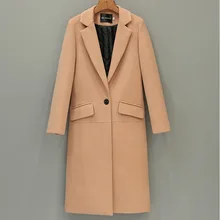 Стиль приталенное Женское пальто модное одноцветное шерстяное пальто зимнее длинное шерстяное пальто
