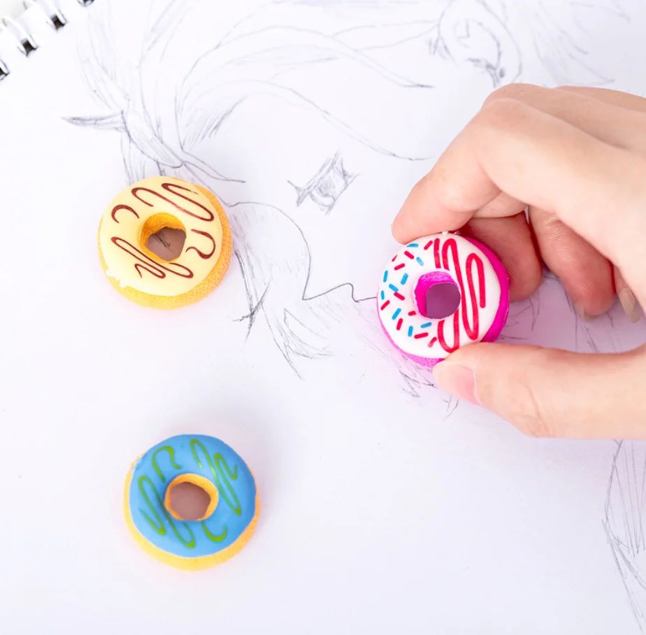 Милый 3d крем пончик ручки Ластик Набор kawaii карандашные Ластики для детей ластик, канцелярские принадлежности Школьные принадлежности студенческие призы подарки