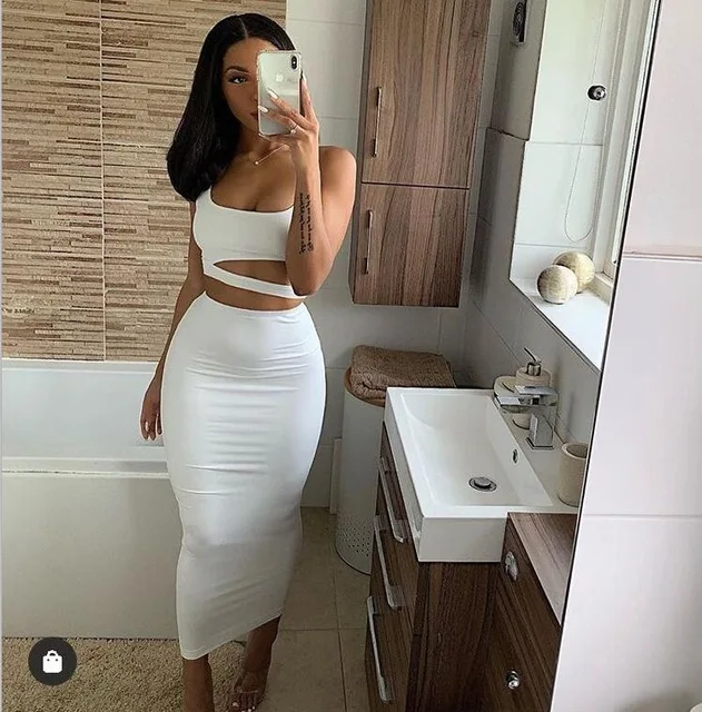 Women Summer Fashion 2020 2Pcs Set Crop Top Sexy Hollow Out Buttock Skirts Green Orange Two Piece Outfits Sexy Sets Ladies Wear