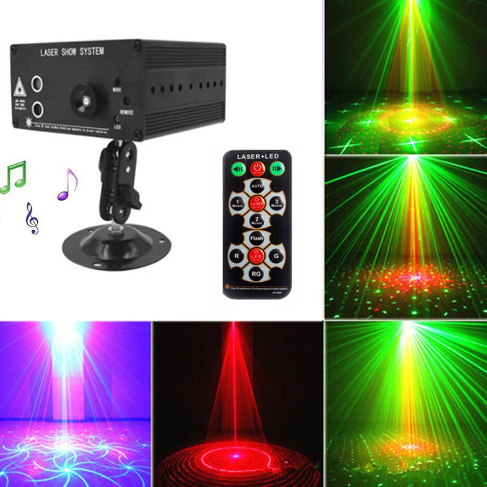 

48 Pattern Laser Projector Light Remote/Sound Control Stage Light RGB KTV DJ Party Disco Light For Christmas Wedding Decoration