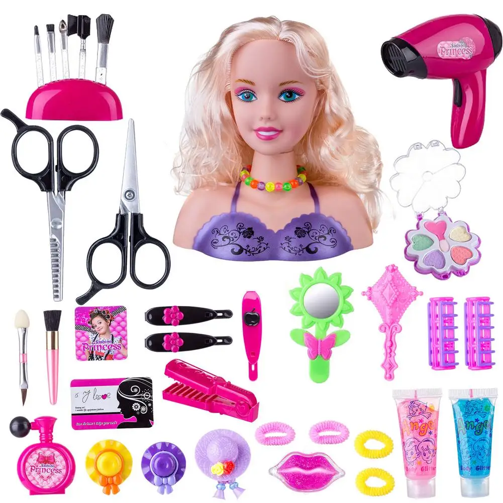 Brinquedos de salão de beleza para meninas,Kit de Brinquedos para Boneca de  Cabeleireiro 41 Peças - Boneca de estilo de cabelo com secador de cabelo e  acessórios de estilo para práticas de