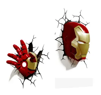 

[New] Creative The Avengers Captain Iron man Helmet Glove model 3D Wall Lamp Unique LED light Helmet lamp Home room decorations