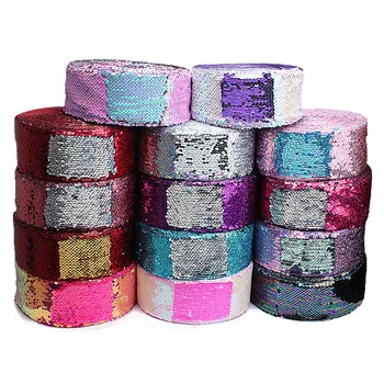

(25 yards/lot) 2020 new stock colors 3 inch reversible sequin ribbon