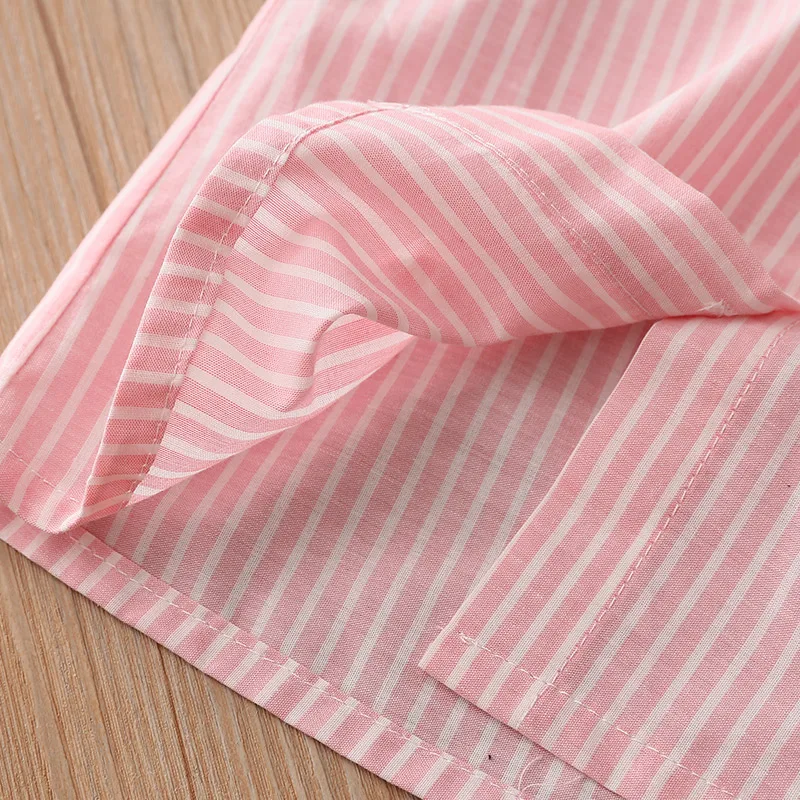 Spring Autumn 2 3 4 5 6 8 10 Years Children Long Trumpet Sleeve Striped Doll Collar Cotton Kids Baby Blouse Shirt For Girls