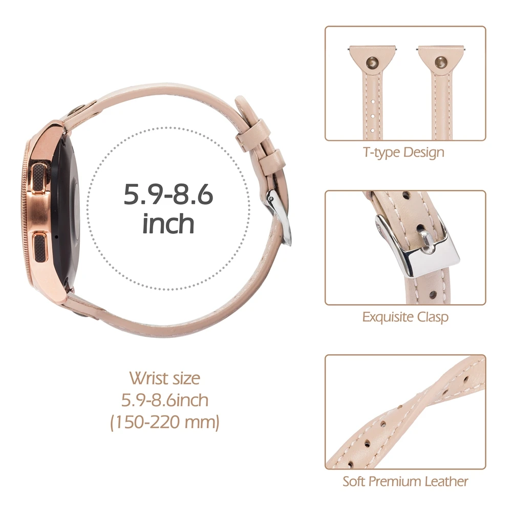 Женский ремешок для samsung Galaxy Watch Active 2 44 мм 40 мм ремешок тонкий ремешок из натуральной кожи браслет для Galaxy Watch 42 мм 46 мм