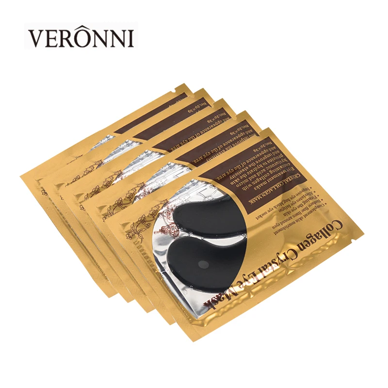 5pc Black VERONNI Gold/кристальная коллагеновая маска для глаз с морскими водорослями патчи для ухода за глазами против темных кругов против старения морщин уход за кожей - Цвет: 5pc Black