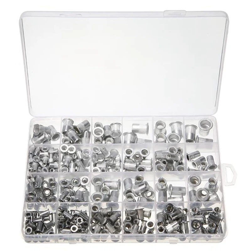 

New 300 Pcs Rivet Nut Kit Insert Reveting Multi Size Nutsert Kit Rivnut Nutsert Assort (150Pcs Metric+150Pcs SAE)