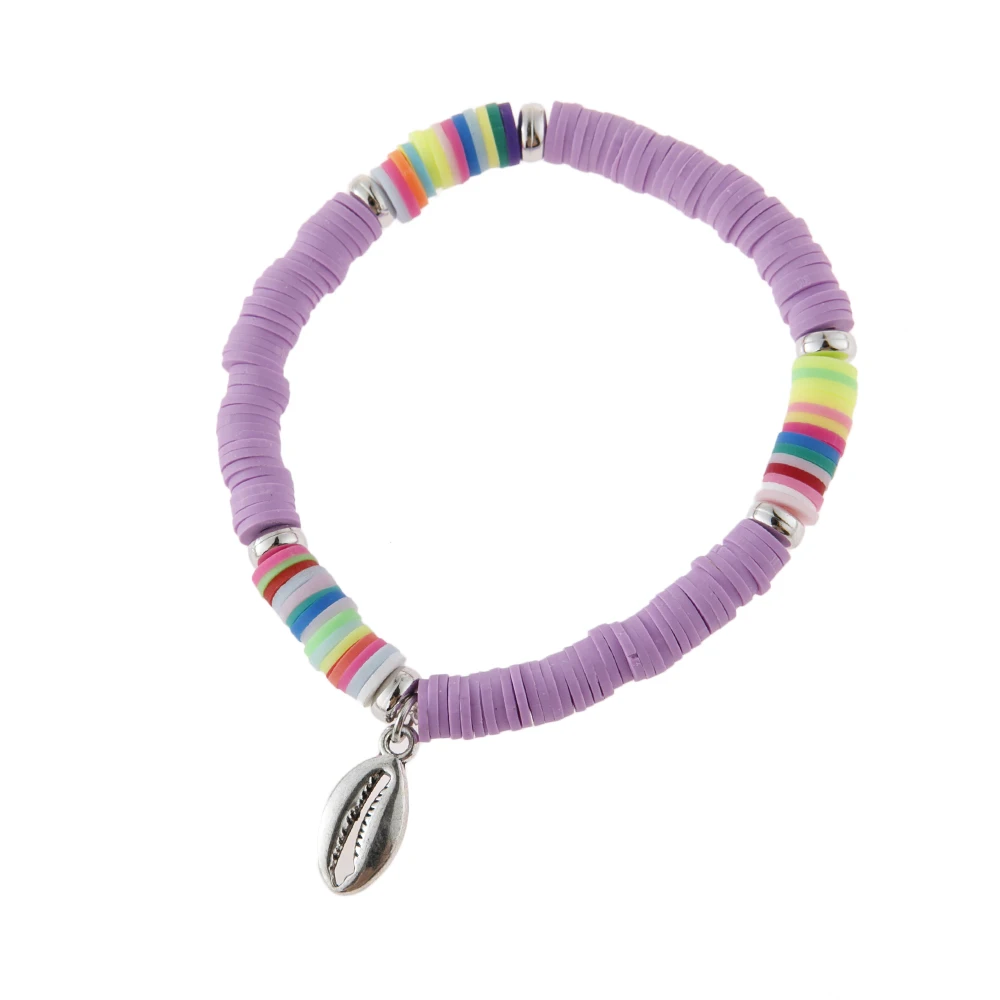 

Bracelet disc With Loose Space 1pcs colorful Alloy Shell Soft Clay Ceramic Charms Bracelet Oblate Hand-made Colored Pottery