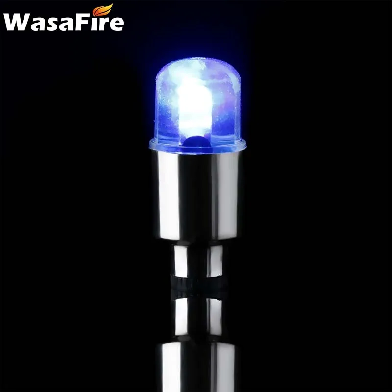Blue WasaFire мини велосипед колесо спиц светильник неоновые колпачки вентиля шины велосипед светильник Ночной горной дороге велосипед ночной Светильник Велоспорт с батареей - Цвет: Blue