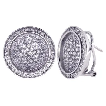 

Earrings in sterling silver 925MLS with crimping in zircons. Locking Omega.